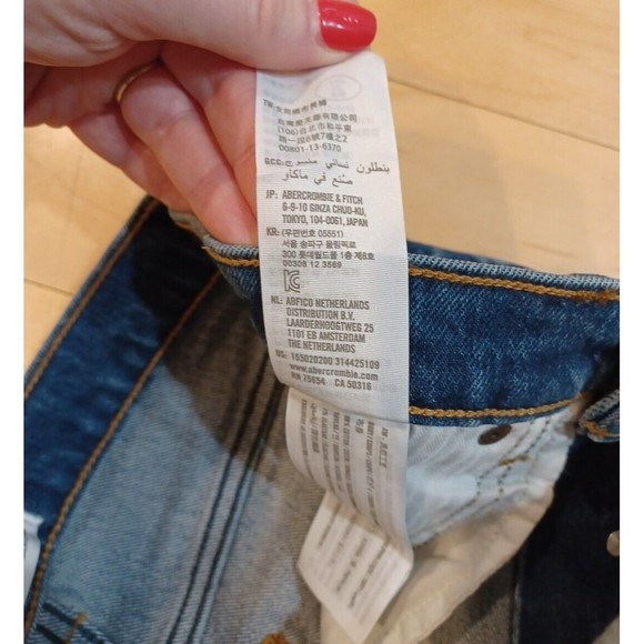 Abercrombie & Fitch Kick Flare Ultra High-Rise Raw Hem Button Fly Jeans 27/4R - Picture 8 of 8